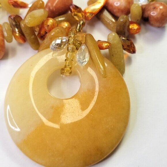 Yellow and Brown Necklace with Earrings - Picture 3 of 8